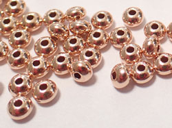  <6.15g/100> ROSE VERMEIL 3.25mm x 2mm puffed circular disc spacer, 1 micron plating for increased durability [vermeil is gold plated sterling silver] 