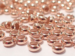  --CLEARANCE--  <6.45g/100> ROSE VERMEIL 3.85mm x 2mm large hole spacer, 2.2mm hole, 1 micron plating for increased durability [vermeil is gold plated sterling silver] 