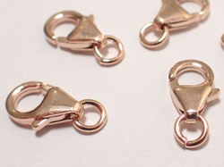  <50.0g/100> ROSE VERMEIL, stamped 925, 10.1mm x 6.7mm oval lobster clasp, with 4.5mm open jump ring attached, 1 micron plating for increased durability [vermeil is gold plated sterling silver] 