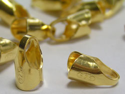  vermeil, stamped 925, 9mm long x 4.75mm external dimension, with 4mm internal diameter glue-on cord ends, 1 micron plating for increased durability [vermeil is gold plated sterling silver] 
