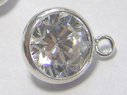  sterling silver 7mm clear cubic zirconia drop, bezel has 7mm diameter, plus integral 3mm ring plus 5mm attached closed jumpring (not pictured but included) 