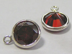  sterling silver 8.75mm garnet AAA cubic zirconia drop, cz bezel has 6.75mm diameter, connecting ring has internal diameter of 0.8mm 