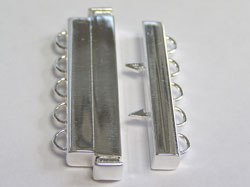  sterling silver 31mm x 16mm (inc loops) 5 hole multi-strand clasp closed loops which accept 1mm thread (more than one per loop), press either end to release & secure - very high quality and easy for the jewellery wearer to use 