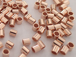  <2.8g/100> ROSE VERMEIL medium weight 2mm x 2mm crimps, 1.3mm holes, 1 micron plating for increased durability [vermeil is gold plated sterling silver] 