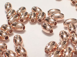  <9.8g/100>  ROSE VERMEIL 4.75mm x 3.25mm oval bead, 1 micron plating for increased durability, 1.3mm hole [vermeil is gold plated sterling silver] 