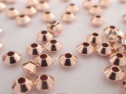  <10.3g/100> ROSE VERMEIL 4mm bicone spacer, 1 micron plating for increased durability, 1.6mm hole [vermeil is gold plated sterling silver] 