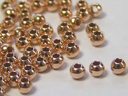  <2.35g/100> ROSE VERMEIL 2mm round bead, 0.9mm hole, extra thick 2 micron plating for really good durability [vermeil is gold plated sterling silver] 