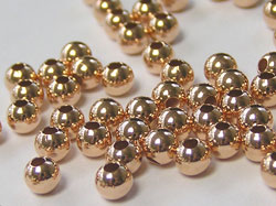  <8.4g/100> ROSE VERMEIL 4mm round bead, extra thick 2 micron plating for really good durability, anti tarnish (AT) treated, 1mm hole [vermeil is gold plated sterling silver] 