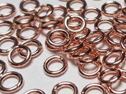  ROSE VERMEIL 4mm diameter, 20 gauge (approx 0.8mm) closed jump ring [vermeil is gold plated sterling silver] 