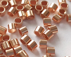  <2.0g/100> ROSE VERMEIL light weight 2mm x 1.5mm crimps, 1.6mm holes, 1 micron plating for increased durability [vermeil is gold plated sterling silver] 