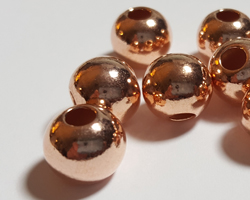  <103g/100> ROSE VERMEIL 10mm round bead, 3.4mm hole, 1 micron plated for inceased durability [vermeil is gold plated sterling silver] 