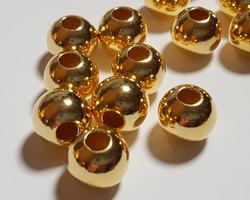  <104g/100> vermeil 10mm round bead, 3.4mm hole, 1 micron plated for inceased durability [vermeil is gold plated sterling silver] 