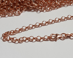  ROSE VERMEIL, stamped 925, 19cm ready made rolo chain bracelet, links are 3.4mm outside diameter [vermeil is gold plated sterling silver] 