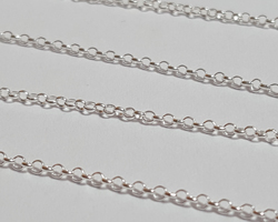  sterling silver 1mm round link rolo chain, 2.6 grams per meter, accepts 22 gauge (0.6mm) or thinner jump rings *sold per cm - 5 units is 5cm, 100 units is 100cm=1 meter* 