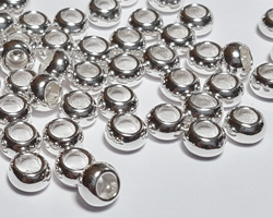  <34.7g/100> sterling silver 5mm x 3mm rondelle spacer bead, 2.5mm hole, very substantial, weighty, top quality beads 