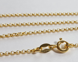  -- NEW LOW SINGLE CHAIN PRICES --  vermeil, stamped 925, 16 inch long with 1.8mm rolo links pendant chain [vermeil is gold plated sterling silver] 