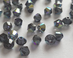  swarovski 5328 4mm graphite ab bicone bead 