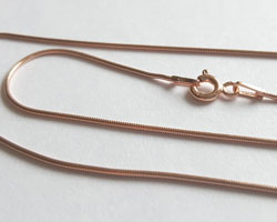  ROSE VERMEIL, stamped 925, 18 inch, 0.9mm wide, stamped 925, snake pendant chain [vermeil is gold plated sterling silver] 