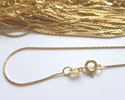  -- NEW LOW SINGLE CHAIN PRICES --  ready made vermeil necklace - 16 inch length - cardano chain is very fine 0.75mm diameter - very slim but also strong [vermeil is gold plated sterling silver] 