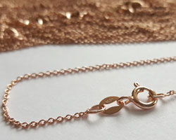  ROSE VERMEIL, stamped 925, 16 inch long with 1.2mm links pendant chain, very fine links, perfect for pendants [vermeil is gold plated sterling silver] 