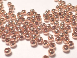  <3.95g/100> ROSE VERMEIL 2.5mm round bead, 1 micron plating for increased durability, heavier than product 12-0249a, 0.9mm hole, AT treated [vermeil is gold plated sterling silver] 