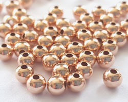  <5.1g/100> ROSE VERMEIL 3mm round bead, 1 micron plating for increased durability, 0.9mm hole, AT treated [vermeil is gold plated sterling silver] 