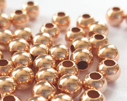  <8.6g/100> ROSE VERMEIL 4mm round bead, 1 micron plating for increased durability, 1.8mm hole, AT treated [vermeil is gold plated sterling silver] 