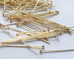  vermeil headpin 25mm long, 0.4mm thick, ball-ended, 1mm ball [vermeil is gold plated sterling silver] 