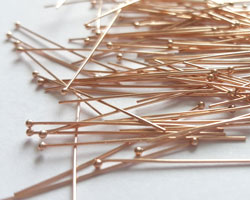  ROSE VERMEIL headpin 25mm long, 0.4mm thick, ball-ended, 1mm ball [vermeil is gold plated sterling silver] 