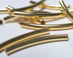  <23.5g/100> vermeil 20mm x 2mm curved tube bead, 1.7mm ID, 1 micron plating for increased durability [vermeil is gold plated sterling silver] 