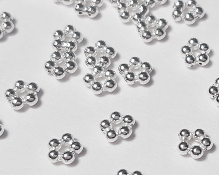  *NEW LOWER PRICE* sterling silver very small 3mm x 1.2mm penta /daisy spacer, 0.7mm hole 