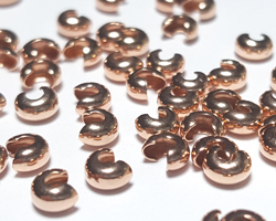  ROSE VERMEIL 2.5mm crimp cover, suitable for crimps 1.5mm or less [vermeil is gold plated sterling silver] 