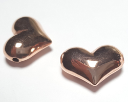  ROSE VERMEIL 13.5mm x 10mm x 5mm puffed heart bead [vermeil is gold plated sterling silver] 