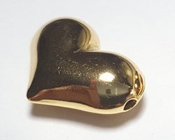  vermeil 13.5mm x 10mm x 5mm puffed heart bead [vermeil is gold plated sterling silver] 