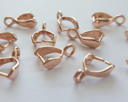  ROSE VERMEIL stirrup pinch bail - height 10mm, width 6.2mm, internal width 4.65mm, internal height 4.5mm, closed ring at top internal diameter 1.4mm [vermeil is gold plated sterling silver] 