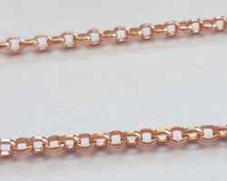  sold per cm : ROSE VERMEIL 1.8mm round link rolo chain, 5 grams per meter, accepts jumprings 22 gauge (0.6mm) or thinner [vermeil is gold plated sterling silver] 