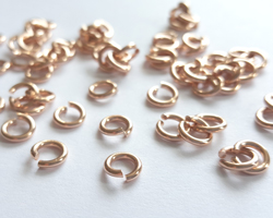  <16.25g/100> ROSE VERMEIL 5.9mm diameter, 17 gauge (approx 1.15mm) open jump ring, AT treated, 1 micron plating for increased durability [vermeil is gold plated sterling silver] 