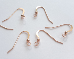  pair(s) ROSE VERMEIL, stamped 925 on 20mm shank, 22 gauge, 2.5mm ball earwires [vermeil is gold plated sterling silver] 