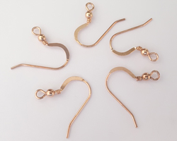  pair ROSE VERMEIL coil and ball, stamped 925, earwires -  21mm shank, 9mm diameter, 2.5mm ball, wire diameter 0.7mm [vermeil is gold plated sterling silver] 