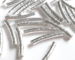  <41.85g/100> sterling silver 20mm x 3mm hammered textured curved tube bead with approx 2.2mm beading hole 