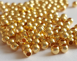  <3.2g/100> vermeil 2.5mm round bead, 1.2mm hole, extra thick 2 micron plating for really good durability [vermeil is gold plated sterling silver] 