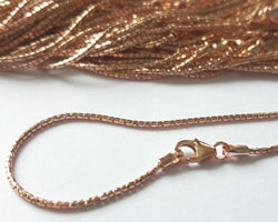  --CLEARANCE--  ROSE VERMEIL, stamped 925, 22 inch, 1.2mm diameter, popcorn finished chain, made in italy, lovely highly-flexible and light-catching sparkling chain [vermeil is gold plated sterling silver] 