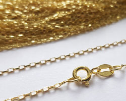  ready made vermeil - 16 inch length - diamond cut square edge long oval links 1.9mm x 1.5mm 
