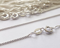  -- NEW LOW SINGLE CHAIN PRICES --  ready made sterling silver necklace - 18 inch length - half round box chain, 0.9mm diameter - a very smooth, sleek chain, perfect for pendants 