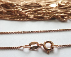  --CLEARANCE--  ready made ROSE VERMEIL necklace - 16 inch length - half round box chain, 0.9mm diameter - a very smooth, sleek chain, perfect for pendants [vermeil is gold plated sterling silver] 