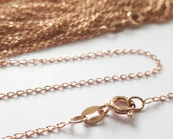  --CLEARANCE--  ready made ROSE VERMEIL necklace - 18 inch length -open curb link chain, chain links are 1.3mm [vermeil is gold plated sterling silver] 