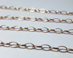  --CLEARANCE--  sold per cm : ROSE VERMEIL loose oval link 5.2mm x 3.5mm chain - very good quality sturdy chain - 5.5 links per inch, 12.66g per meter [vermeil is gold plated sterling silver] 