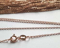 --CLEARANCE--  ready made ROSE VERMEIL necklace - total length 18 inches - 0.8mm oval trace chain - very fine - stamped 925 on quality stamp and on the clasp [vermeil is gold plated sterling silver] 