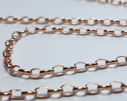  sold per cm : ROSE VERMEIL loose oval link chain -  links are 3.65mm long x 2.75mm high - 8.5 links per inch [vermeil is gold plated sterling silver] 