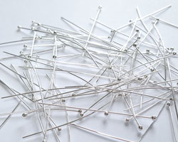  <16.65g/100> sterling silver, soft, 22 gauge (approx 0.6mm diameter pin) 45mm length - 2mm ball end - headpin - soft - flexible - useful length 